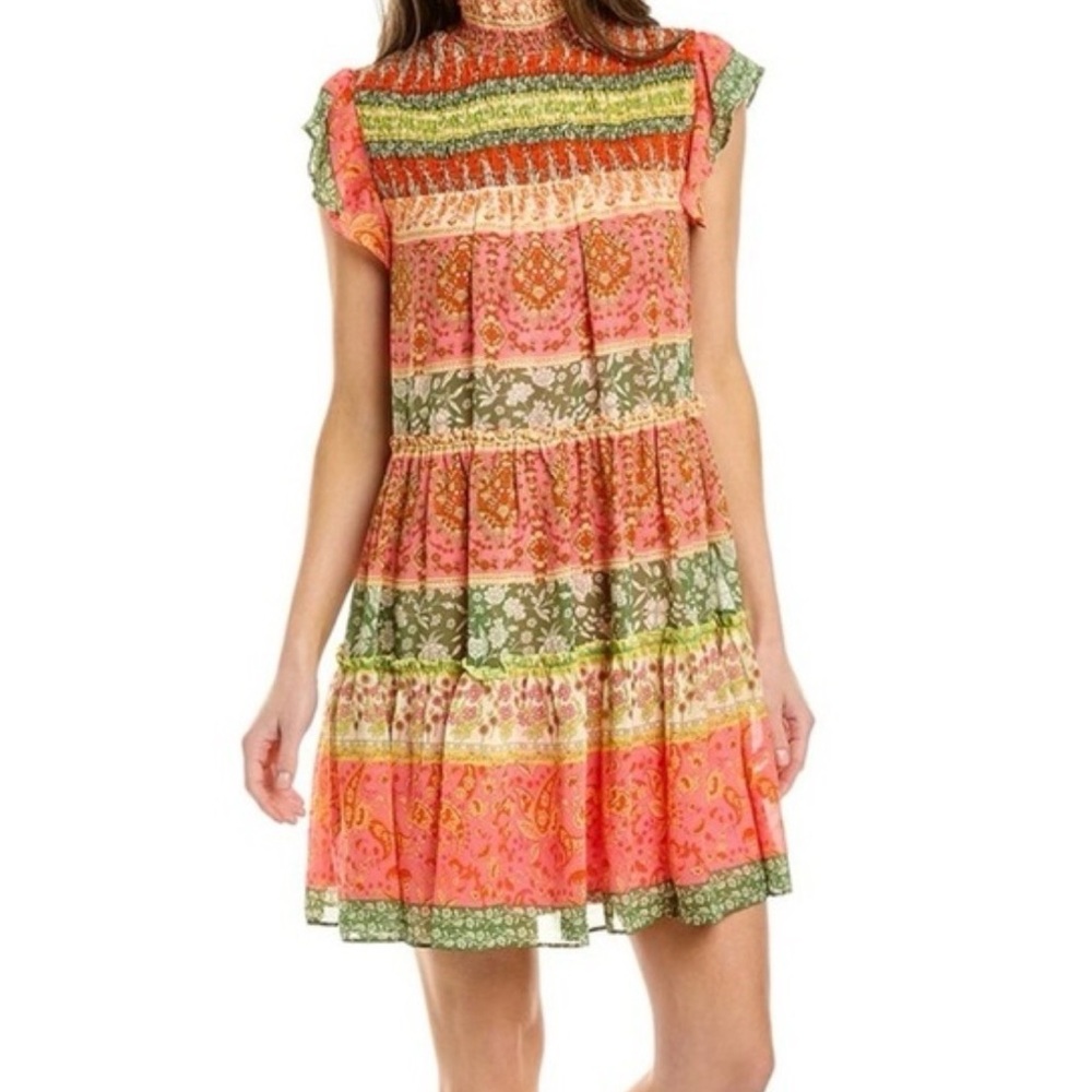 Maison Tara Colorful Bohemian Smocked Dress.
